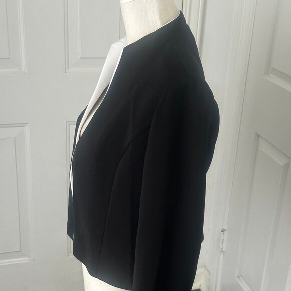 VTG 90s Jessica Howard Cropped Blazer – Black w/ White Contrast Piping, USA Sz 8 - Picture 4 of 14